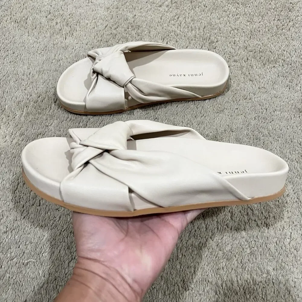 Jenni Kayne Leather Knot Sandal Cream Quite Luxury Size 39 9 Resort Beach - Picture 5 of 8